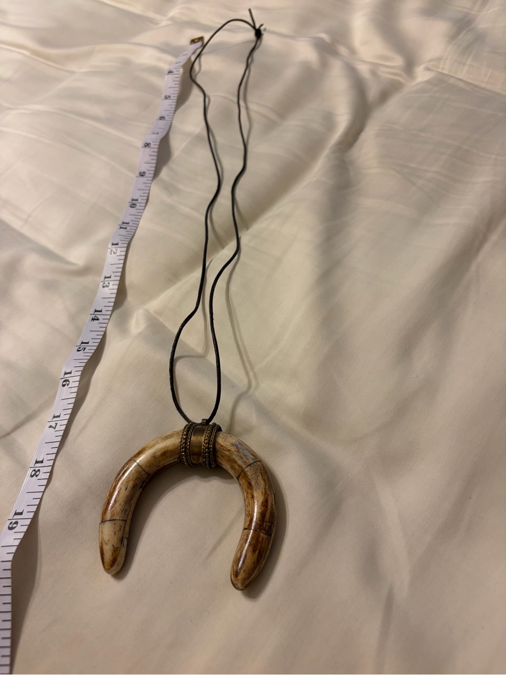 Horn-Shaped Pendant Necklace in Brown leather necklace like new handmade